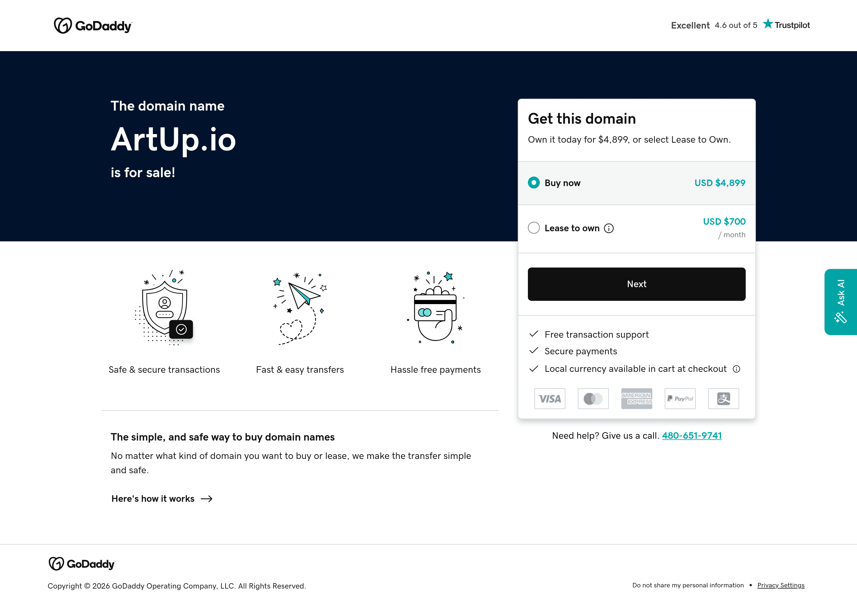 Artup landing page screenshot