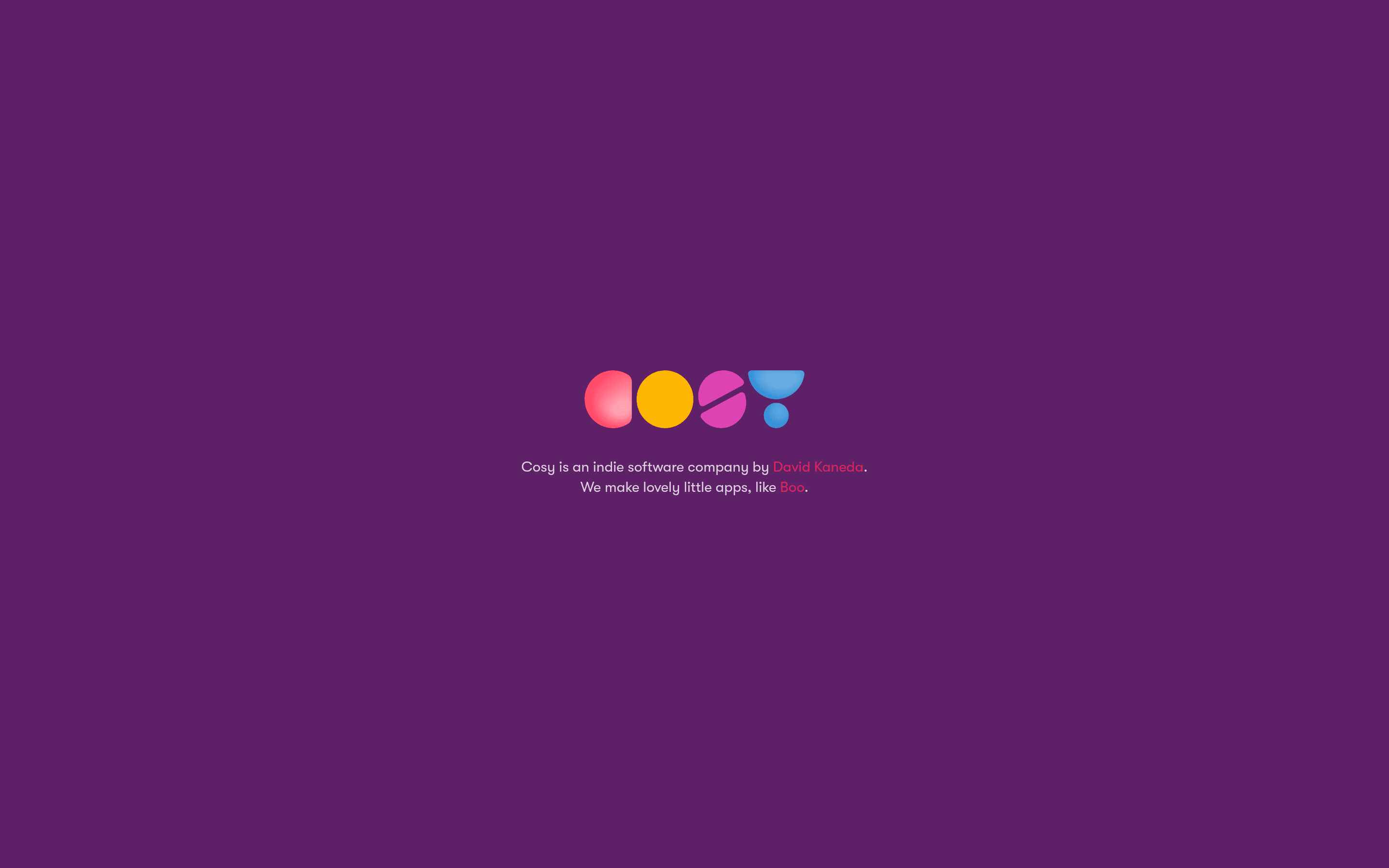 Cosy landing page screenshot