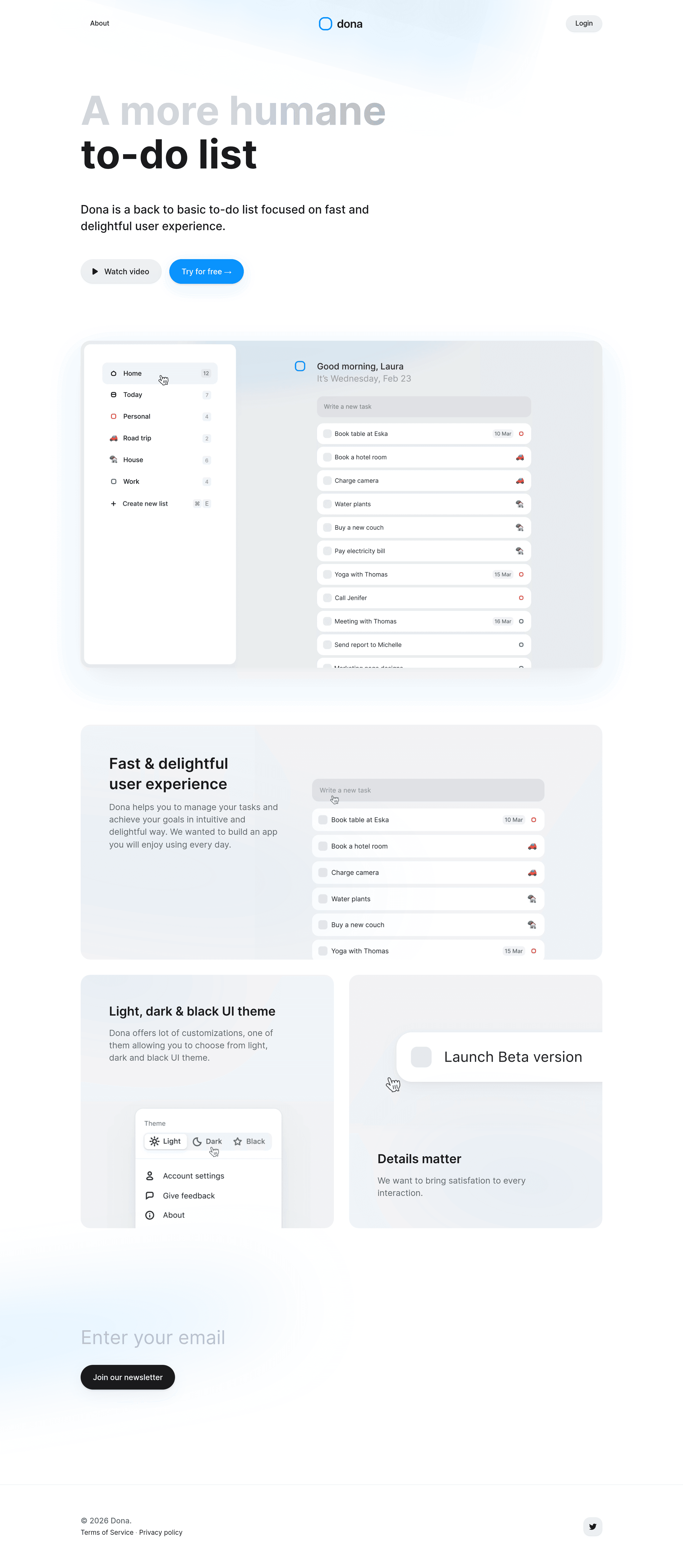 Dona landing page screenshot