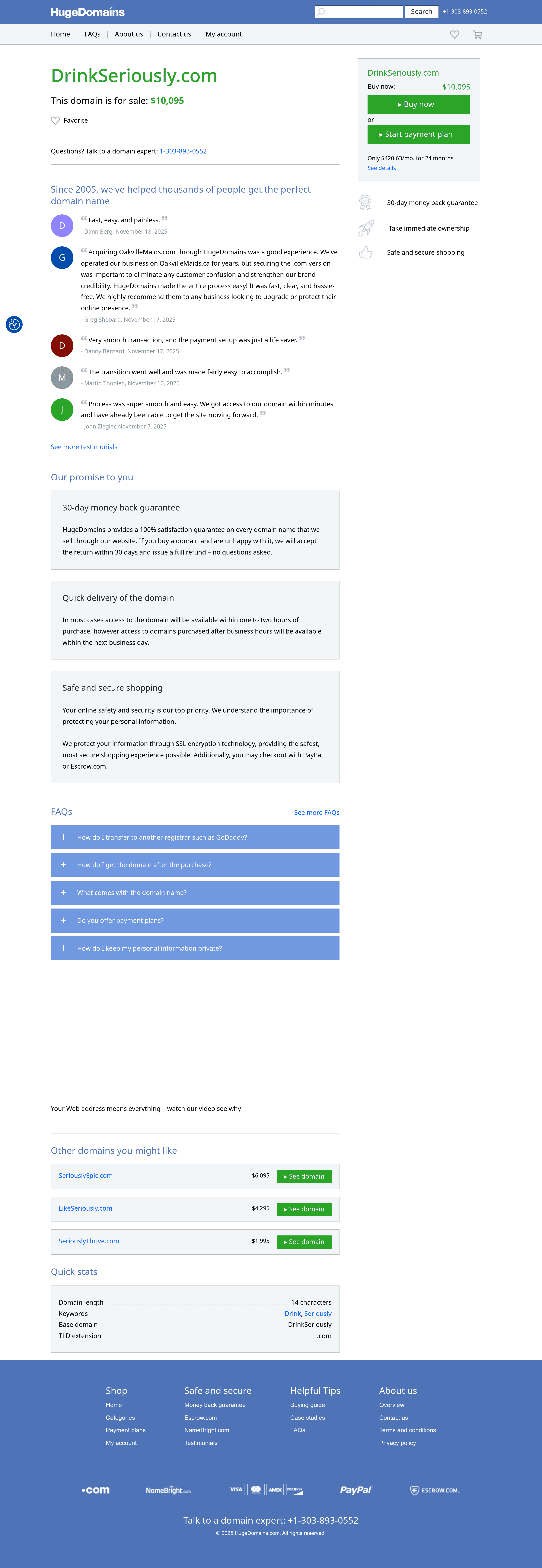 Drinkseriously landing page screenshot