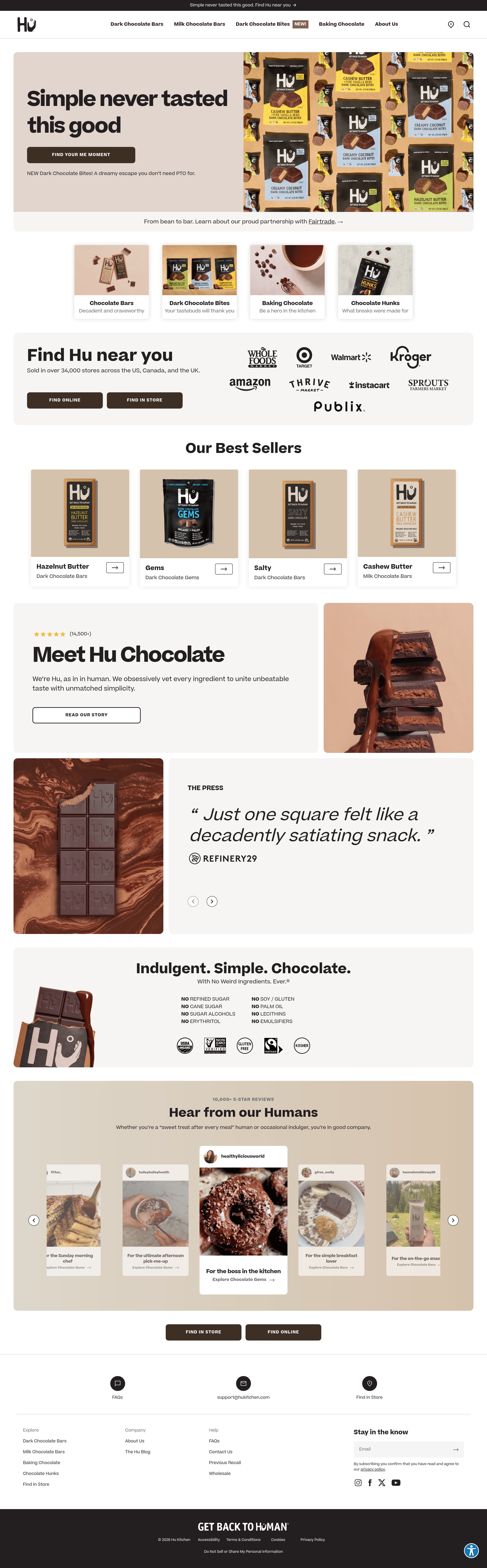 Hu Kitchen landing page screenshot