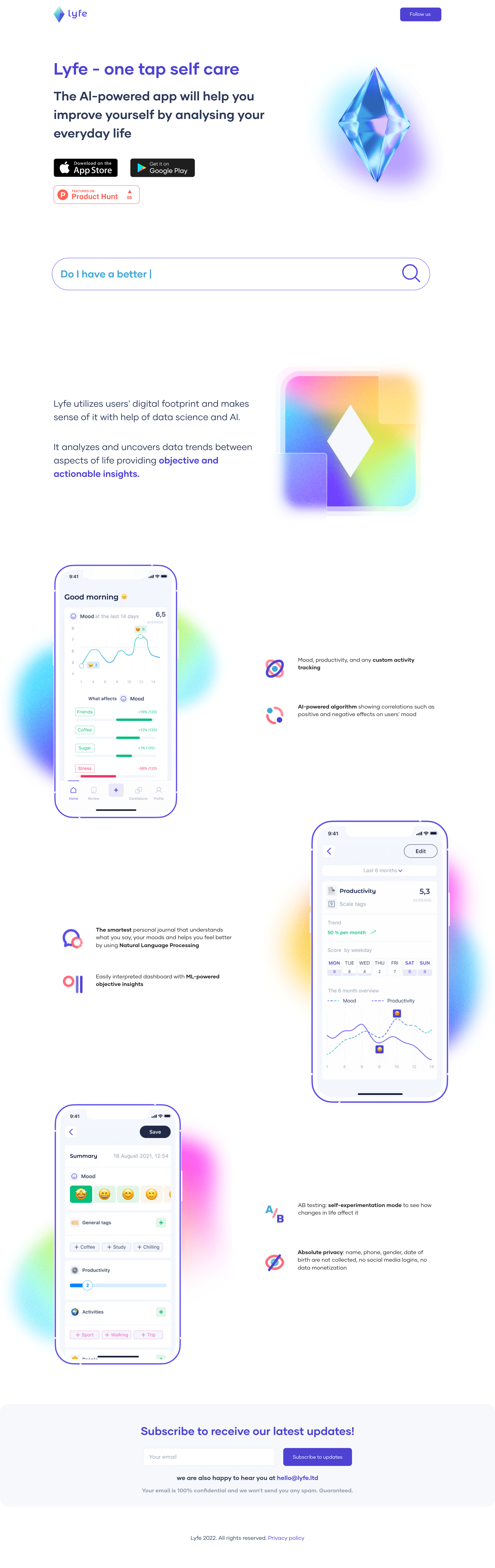 Lyfe landing page screenshot