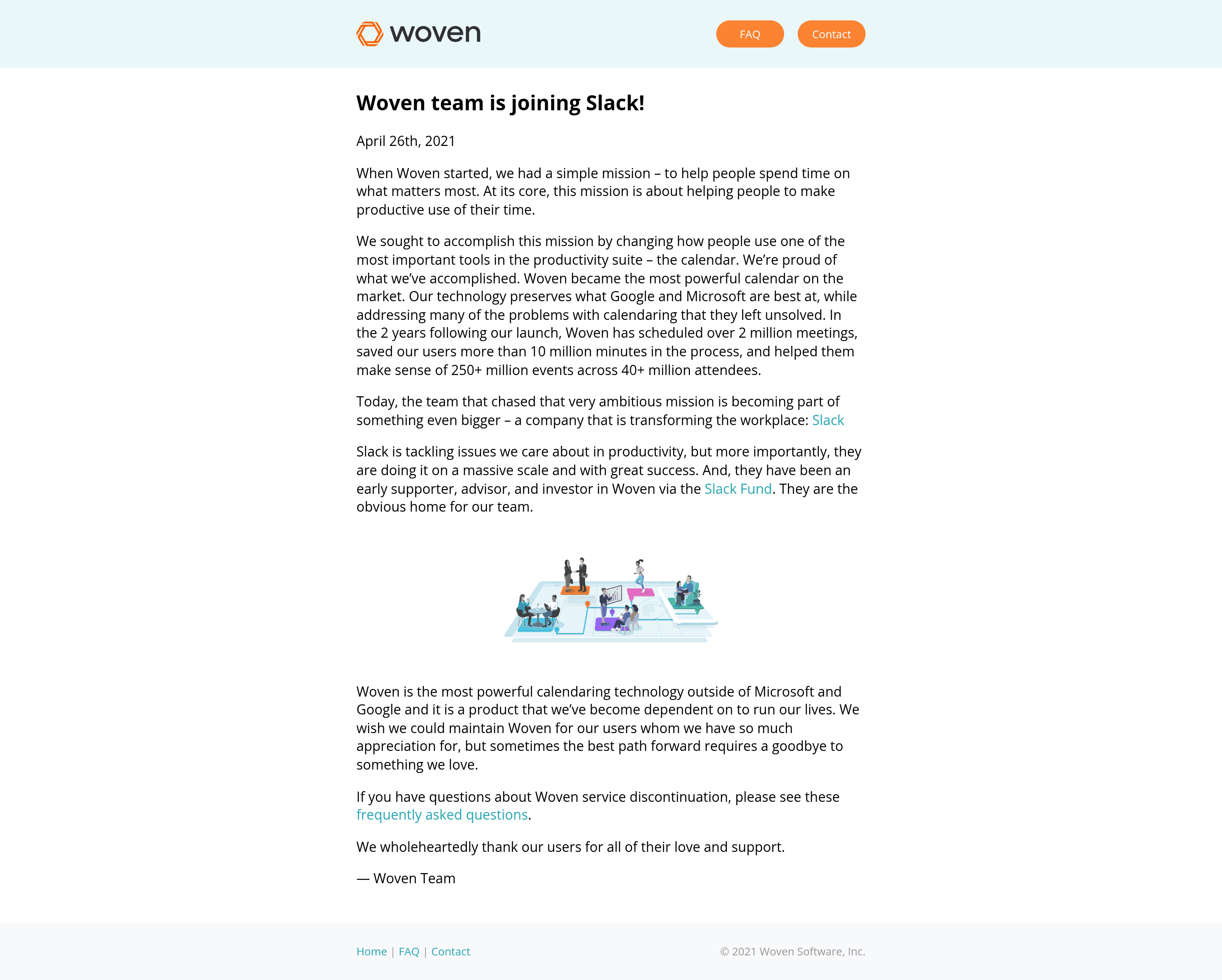 Woven landing page screenshot