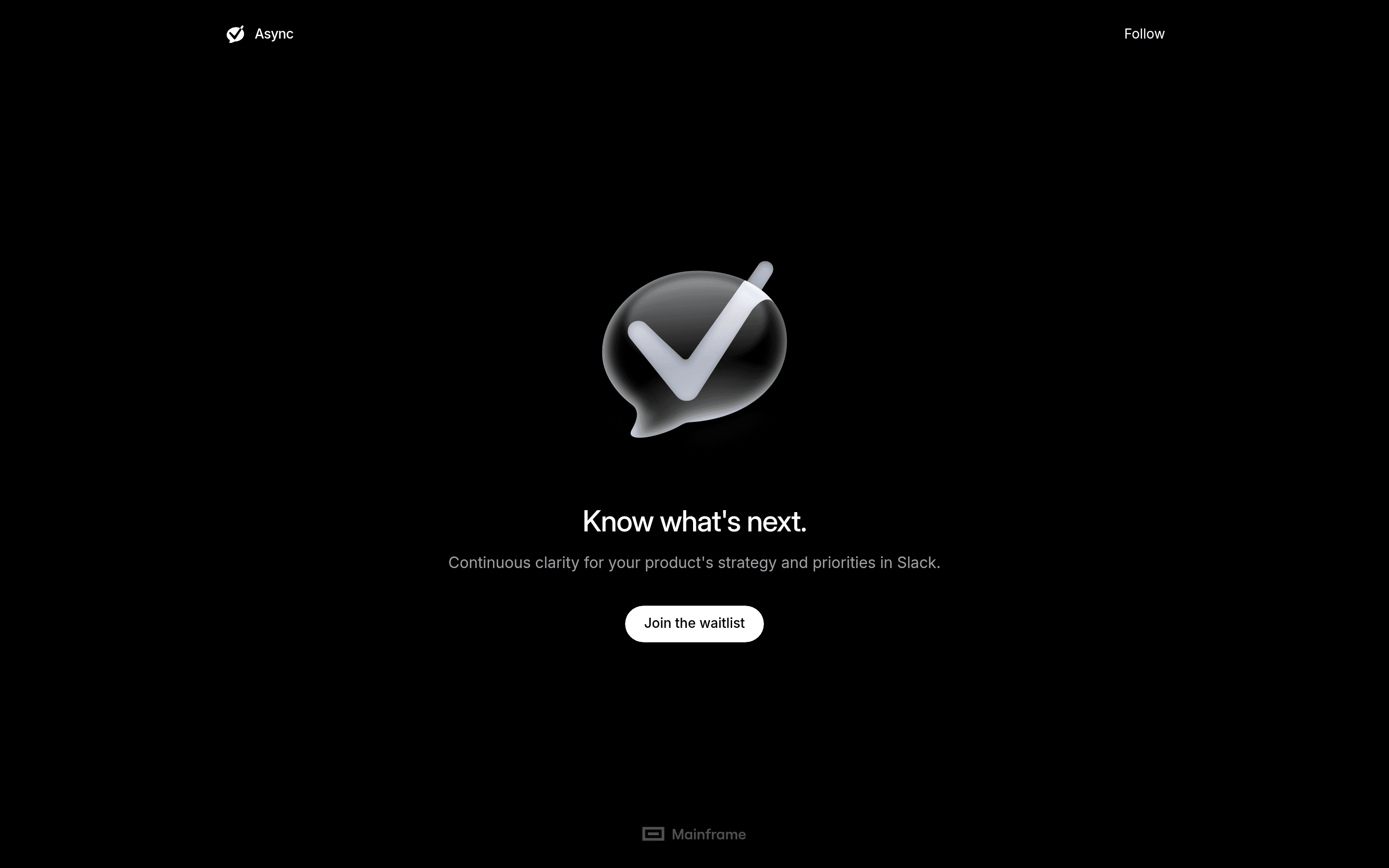 Async landing page screenshot